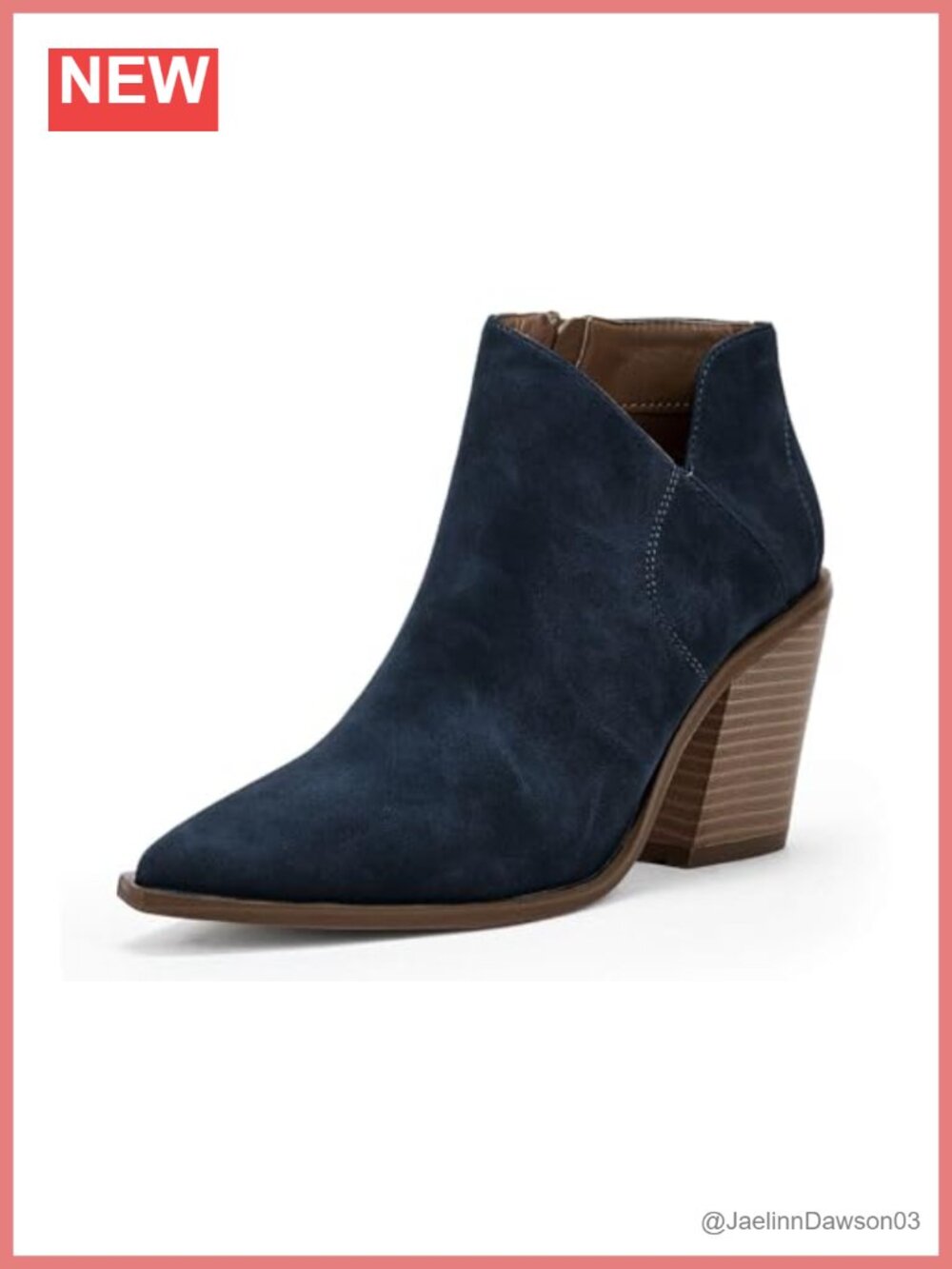 Pointed Toe Ankle Boots Block Heel Cutout Side Zipper Fall Booties